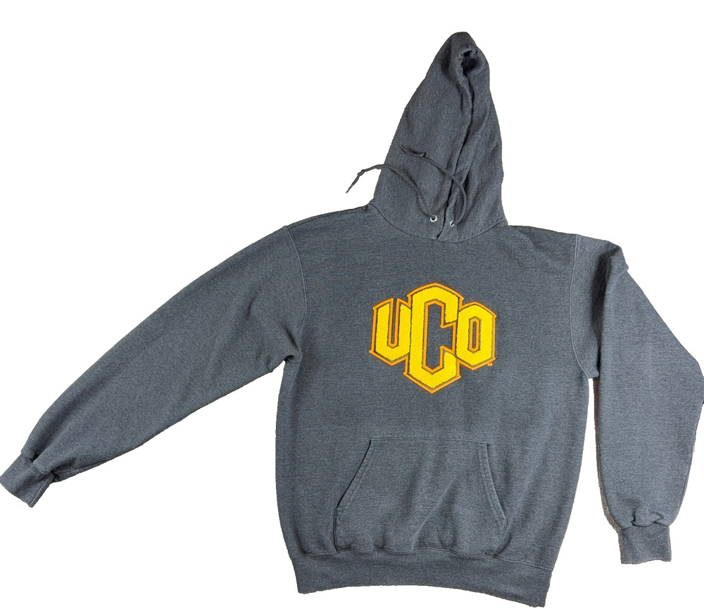 Champion UCO University Central Oklahoma Hoodie Mens M Gray Chenille Logo Pullov